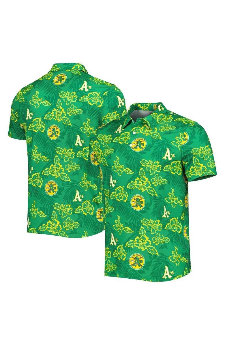 Reyn Spooner Men's Reyn Spooner Green Oakland Athletics Cooperstown Collection Puamana Print Polo, Main, color, Green