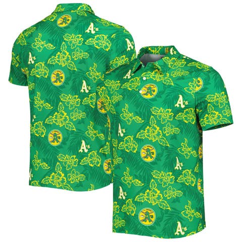 Men's Reyn Spooner Green Oakland Athletics Cooperstown Collection Puamana Print Polo