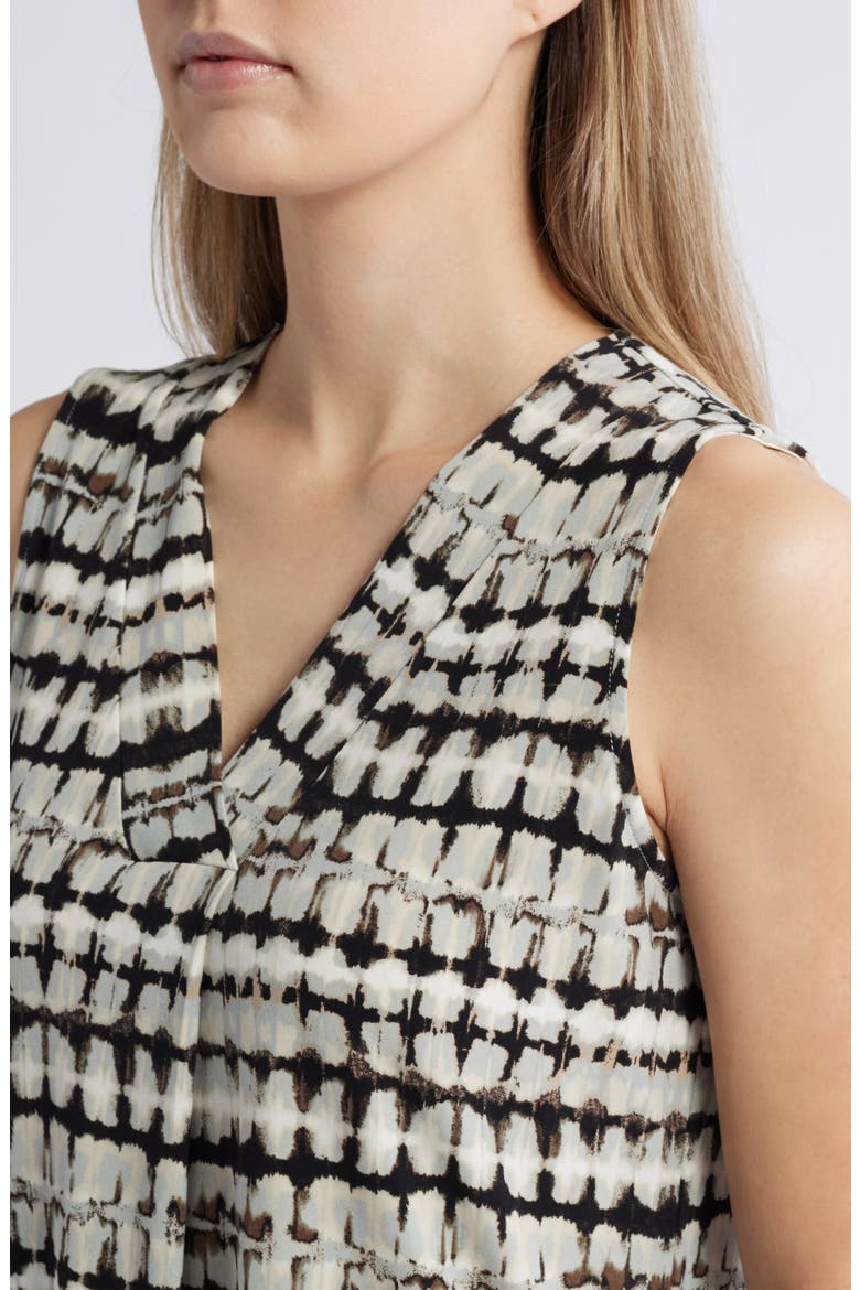 Abstract Print Pleat Front Shell, Alternate, color, BLACK
