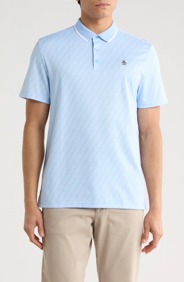 Original Penguin Petes Tipped Diamond Knit Polo, Main, color, Baby Blue Jay