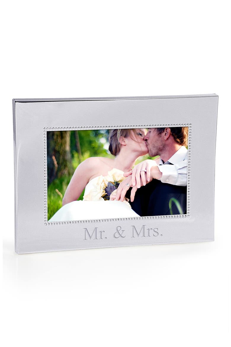 For the Couple Beaded Silver Picture Frame, Alternate, color, MR & MRS
