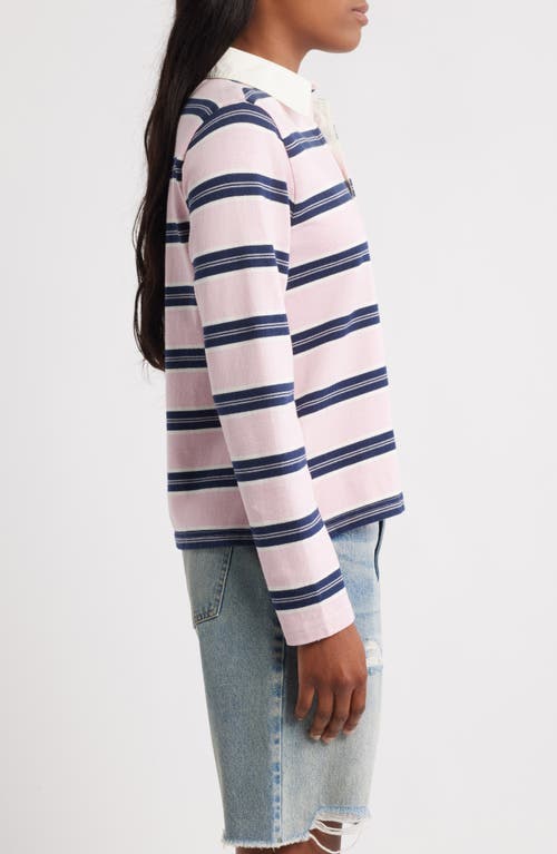 Damson Madder Cassia Shrunken Organic Cotton Rugby Shirt In Blue