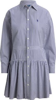 Polo Ralph Lauren Long Sleeve Stripe Poplin Mini Shirtdress