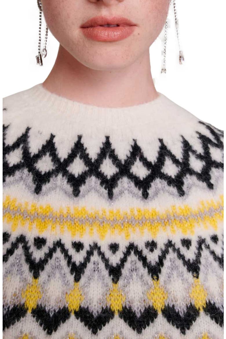 Mamonix Fair Isle Metallic Sweater, Alternate, color, ECRU / YELLOW