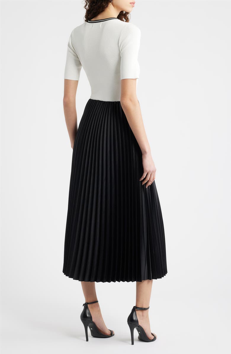 Elie Tahari The Mave Mixed Media Sweater Dress, Alternate, color, Sky White / Noir