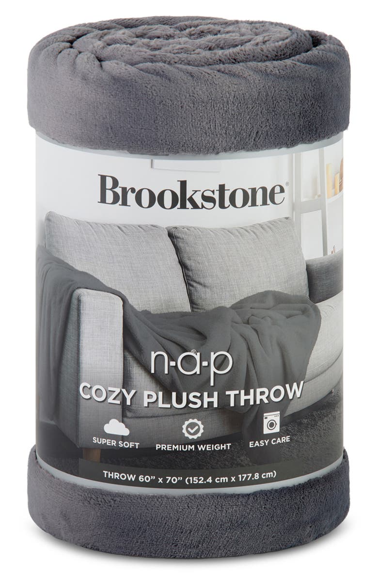 BROOKSTONE Nap Plush Throw Blanket, Alternate, color, 