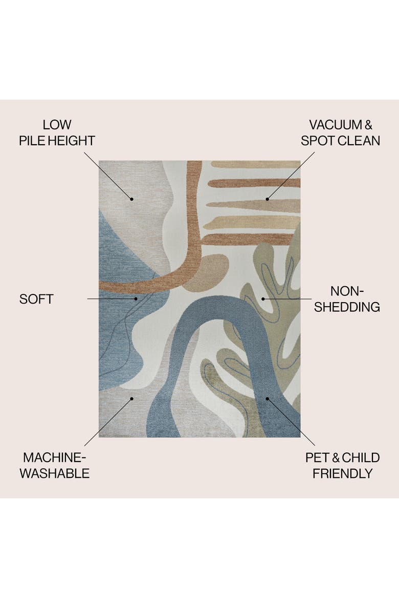 Algae Abstract Glam Botanical Machine-Washable Area Rug, Alternate, color, Cream/Multi