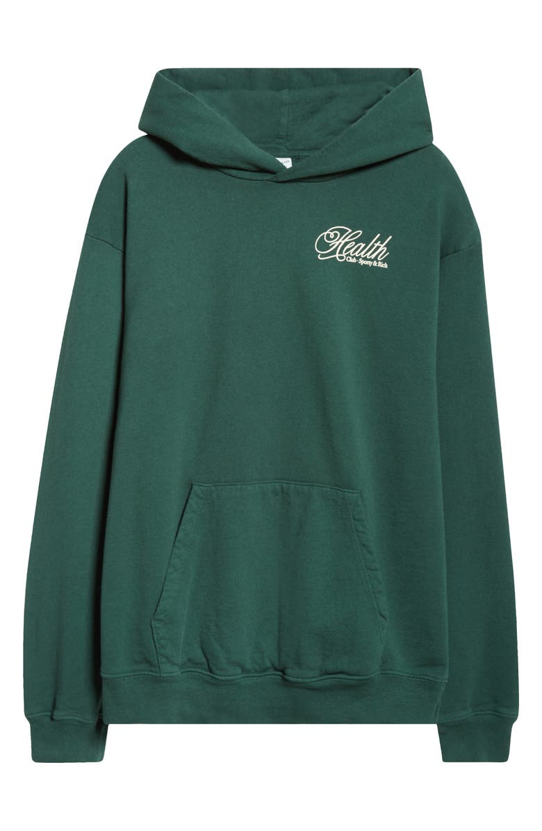 Sporty & Rich Health Script Oversize Cotton Fleece Graphic Hoodie, Alternate, color, Forest