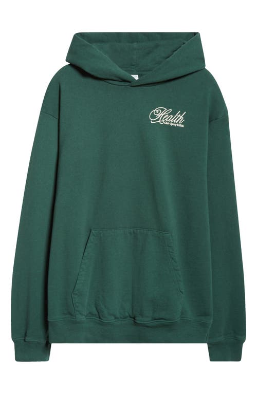 Sporty And Rich Sporty & Rich Health Script Oversize Cotton Fleece Graphic Hoodie In Forest