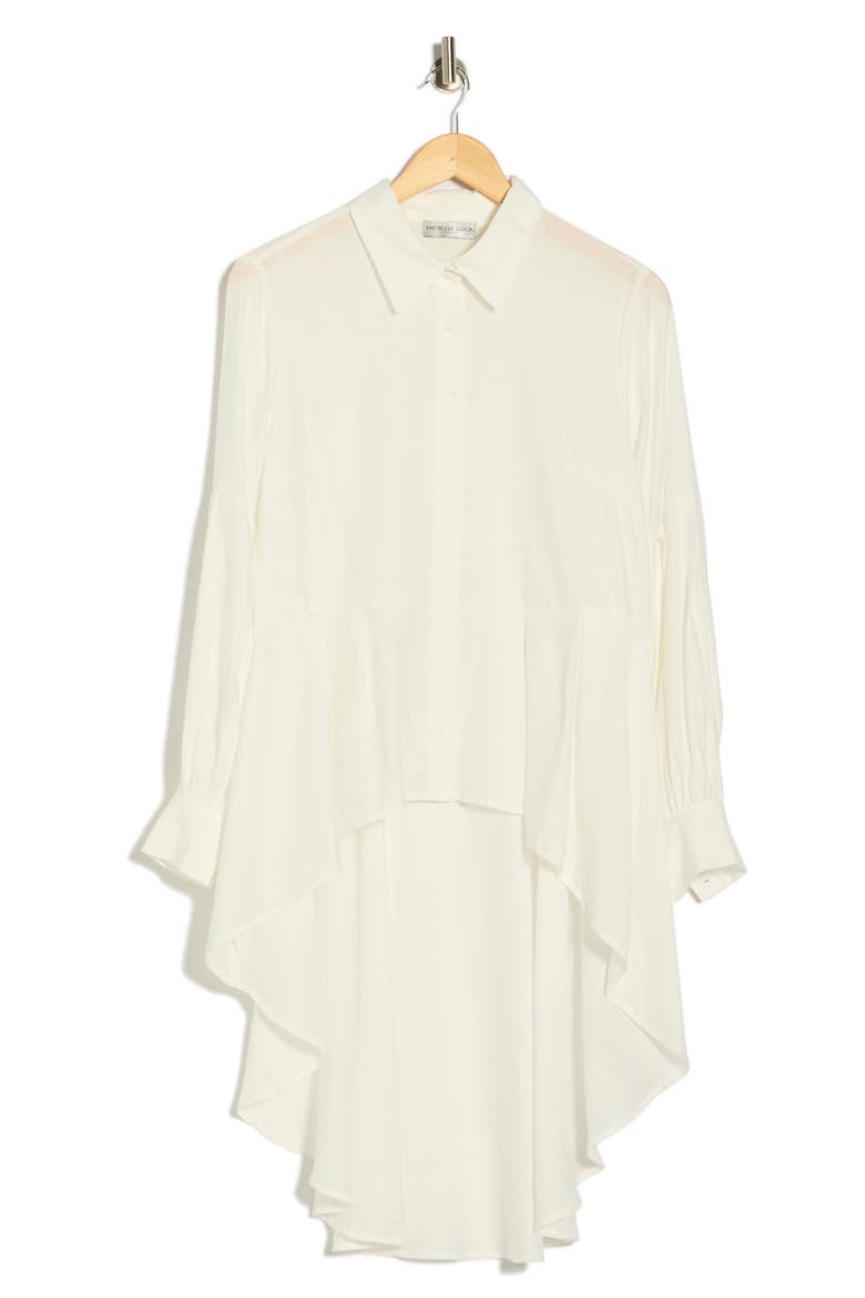Button-Down High-Low Top, Alternate, color, WHITE