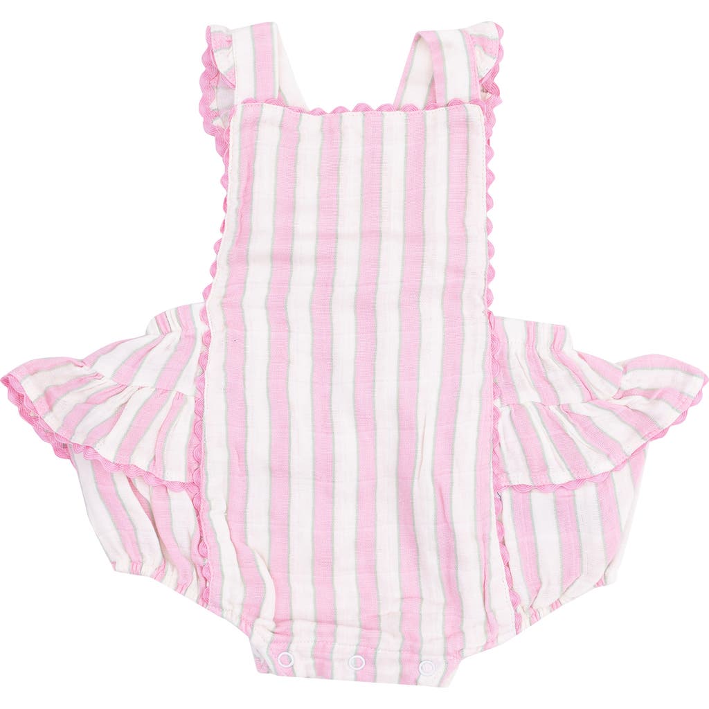 Shop Angel Dear Candy Stripe Rickrack Organic Cotton Bodysuit In Pink