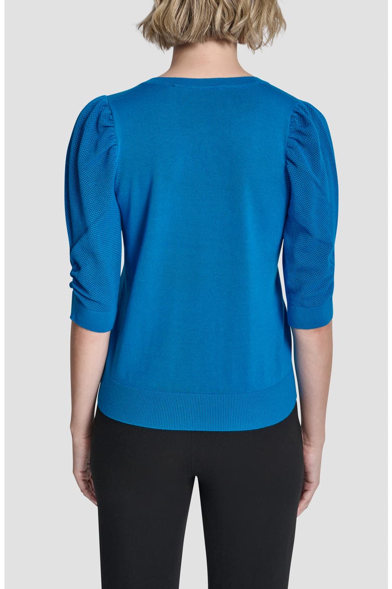 Puff Sleeve V-Neck Sweater, Alternate, color, OCEAN BLUE