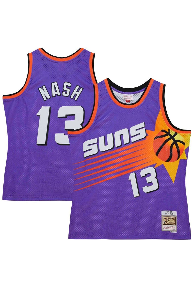 Men's Mitchell & Ness Steve Nash Purple Phoenix Suns Hardwood Classics 1996/97 Tropical Swingman Jersey, Main, color, Purple