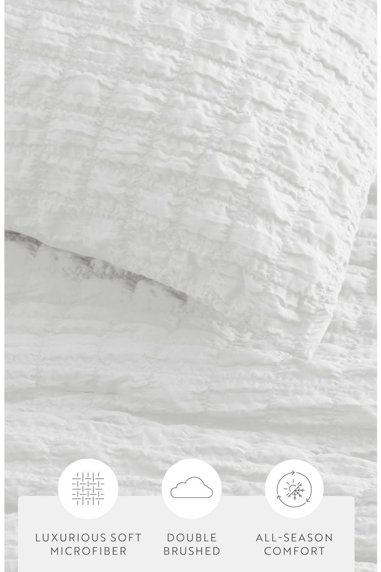 Seersucker Textured 3-Piece Comforter Set, Alternate, color, WHITE