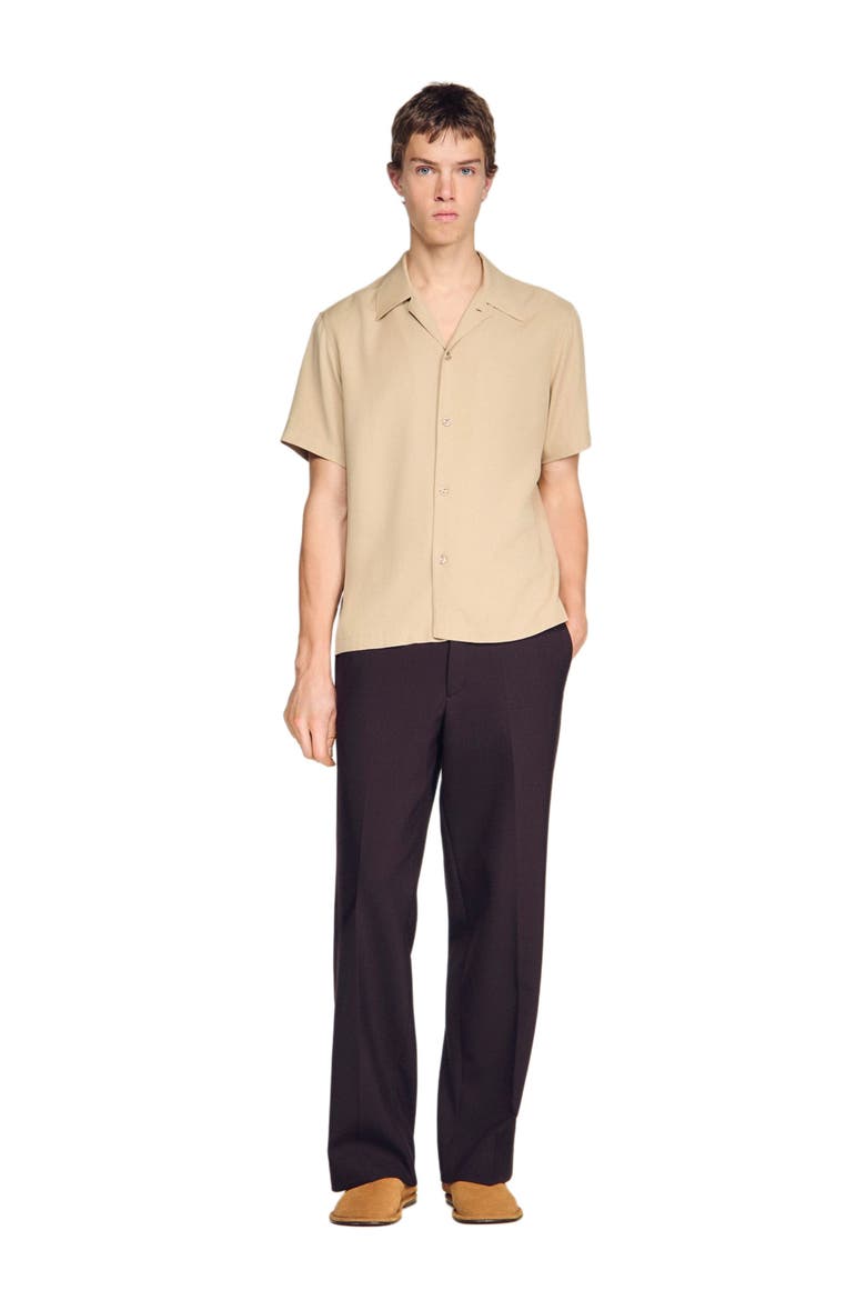 Loose-fit shark collar shirt, Alternate, color, Cappucino