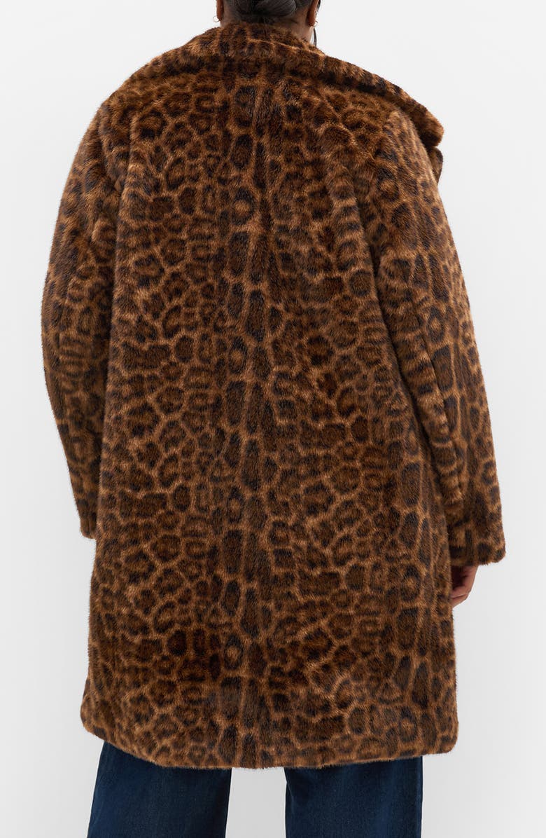 City Chic Remi Leopard Print Faux Fur Coat, Alternate, color,