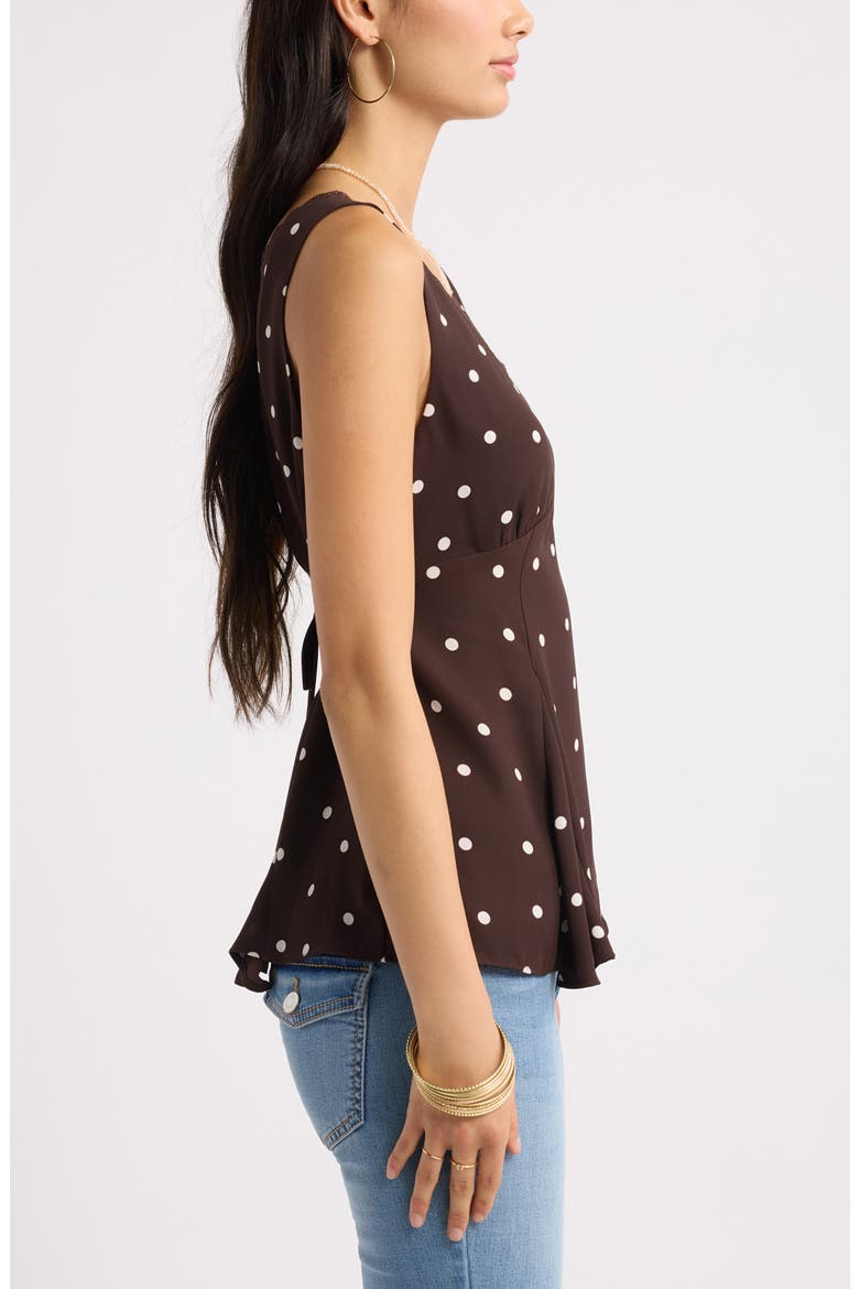 Lace Trim Godet Tank, Alternate, color, BROWN C- WHITE CASS DOT