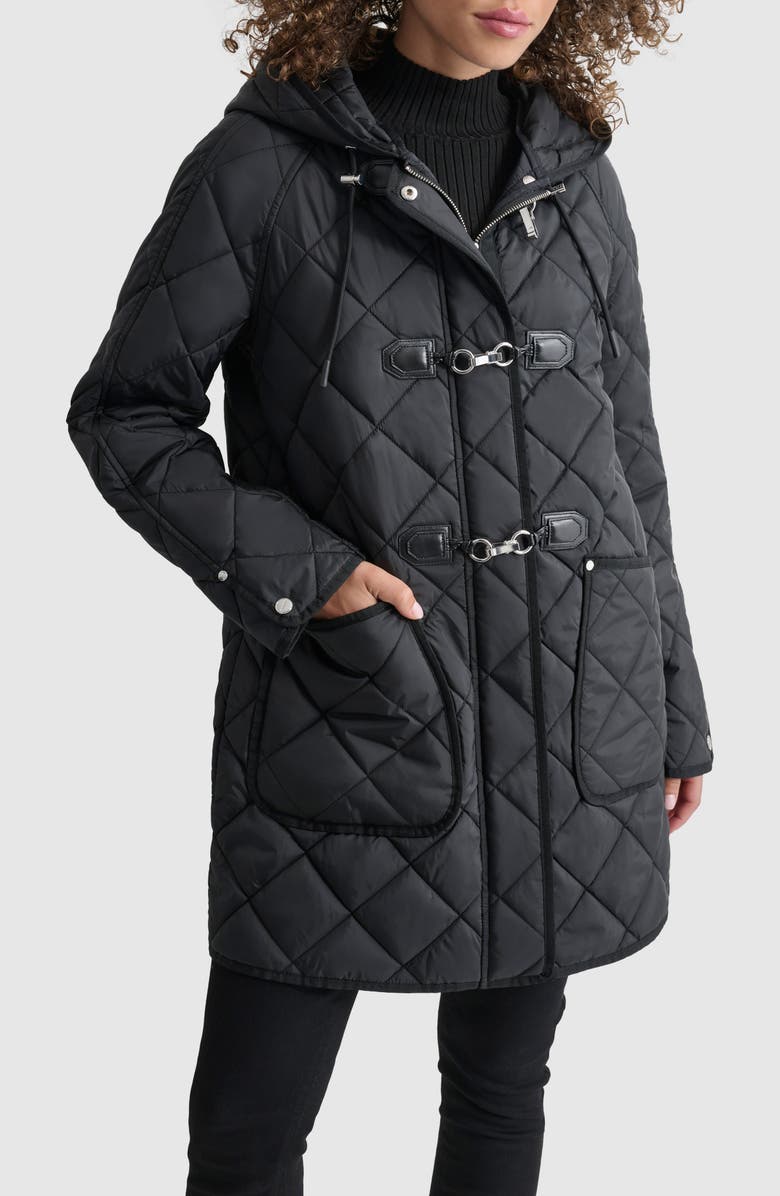 DKNY Water Resistant Hooded Quilted Jacket, Alternate, color, 