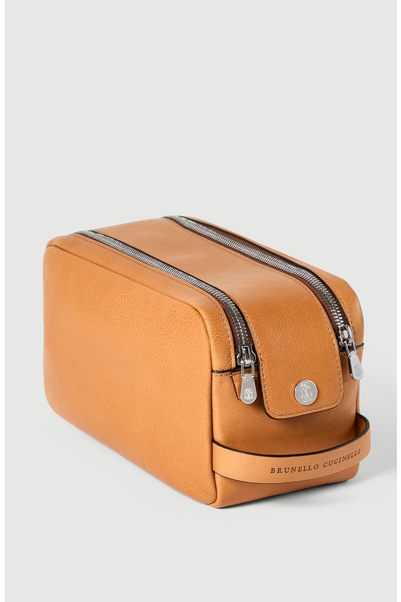 Cowhide leather beauty case, Alternate, color, Natural