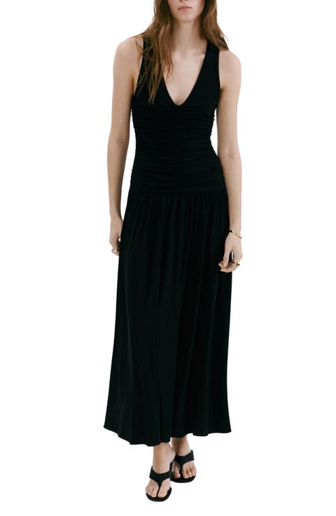 Ruched Sleeveless Maxi Dress