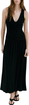 MANGO Ruched Sleeveless Maxi Dress