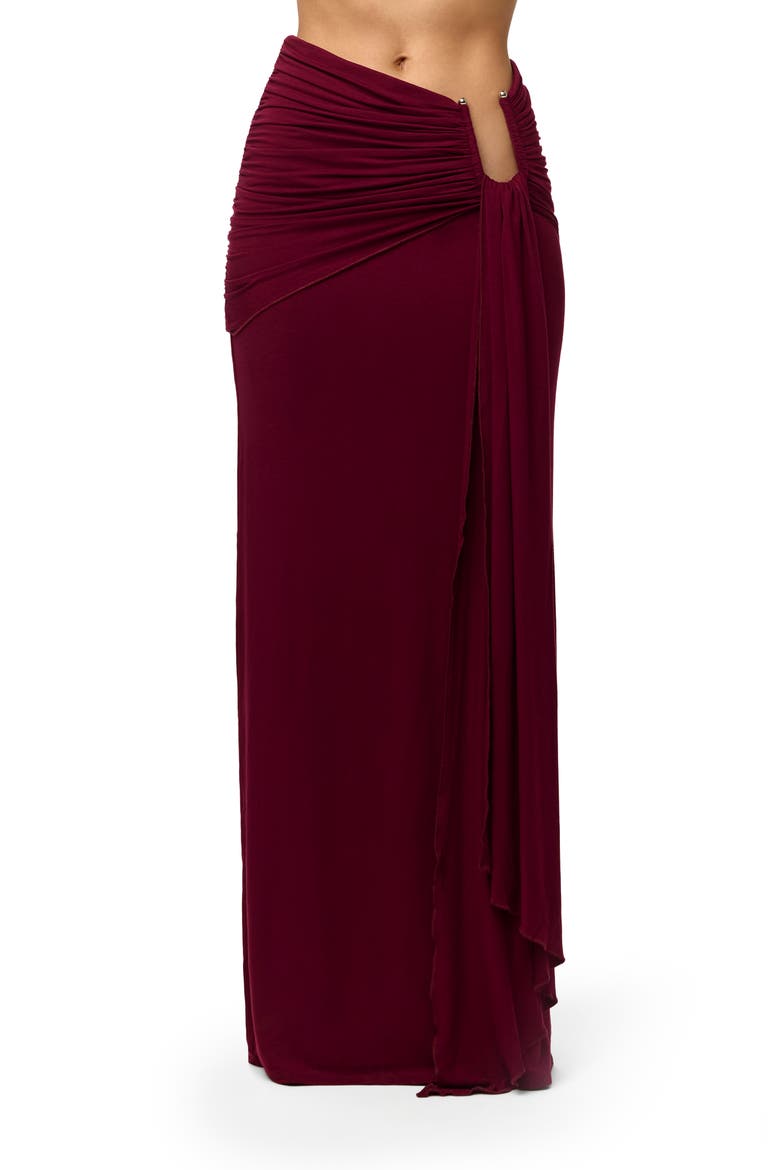 U-Wire Ruched Maxi Skirt, Main, color, SANGRIA