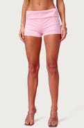 EDIKTED Barbie Rhinestone Foldover Shorts