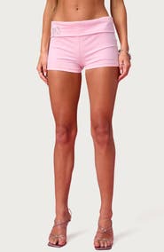 EDIKTED Barbie Rhinestone Foldover Shorts