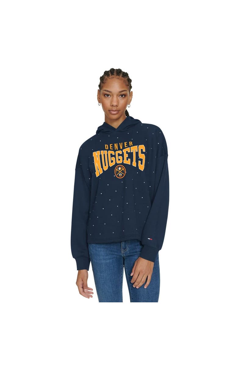 TOMMY JEANS Women's Tommy Jeans Navy Denver Nuggets Stella Cropped Pullover Hoodie, Alternate, color, Navy