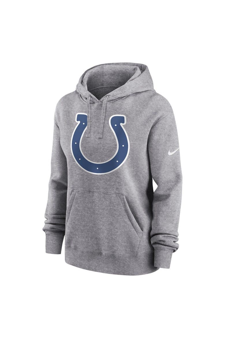 Women's Nike Heather Gray Indianapolis Colts Team Logo Club Fleece Pullover Hoodie, Alternate, color, Heather Gray