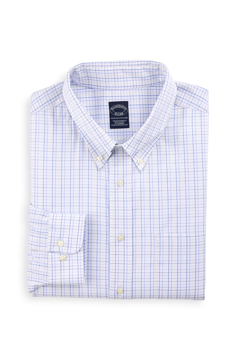 Big & Tall Non-Iron Tattersall Grid Dress Shirt, Main, color, YELLOW
