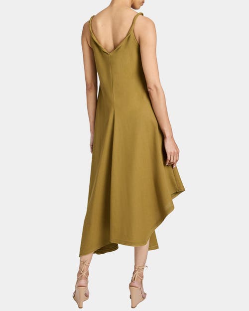 Santorelli Kourt Asymmetric Sleeveless Linen Blend Midi Billow Dress