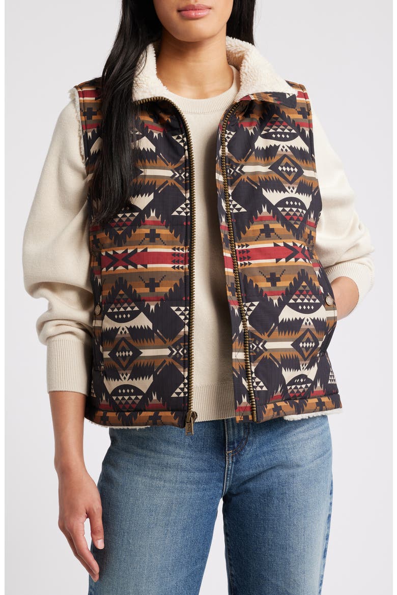 Hemlock Abstract Print Quilted Vest, Alternate, color, NEHALEM TAN