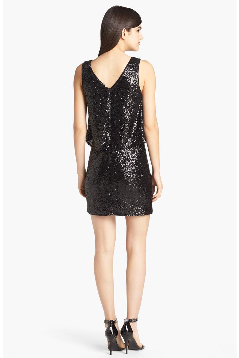 Draped Sequin Dress, Alternate, color, BLACK