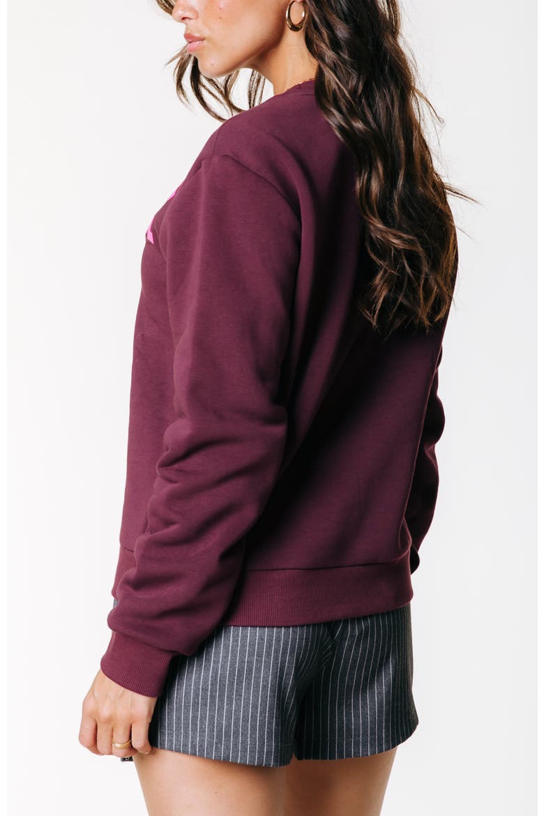 Logo Wave Puff Relaxed Sweat Port Red, Alternate, color, Port Red
