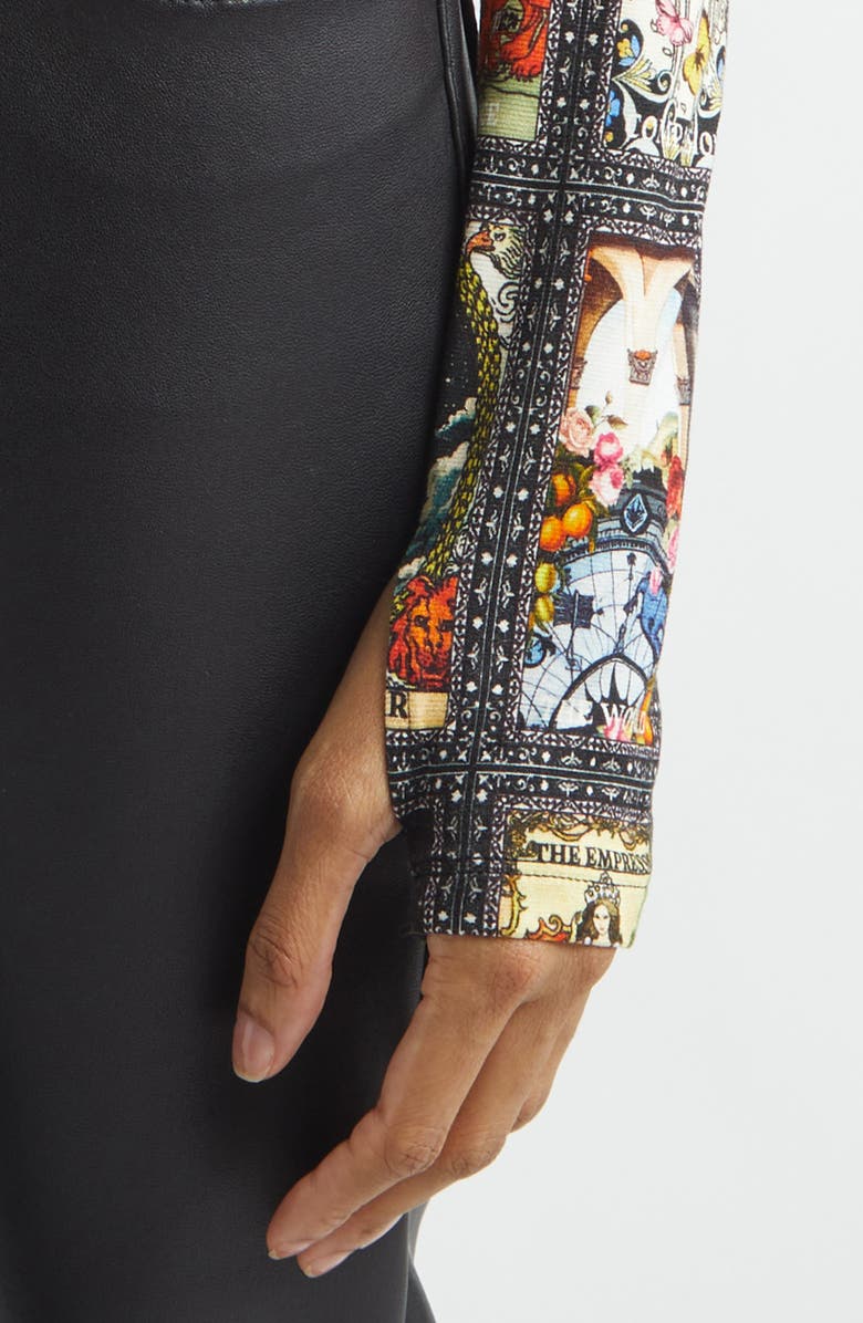 Alice + Olivia Delaina Enchanted Tarot Mock Neck Jersey Top, Alternate, color, Enchanted Tarot