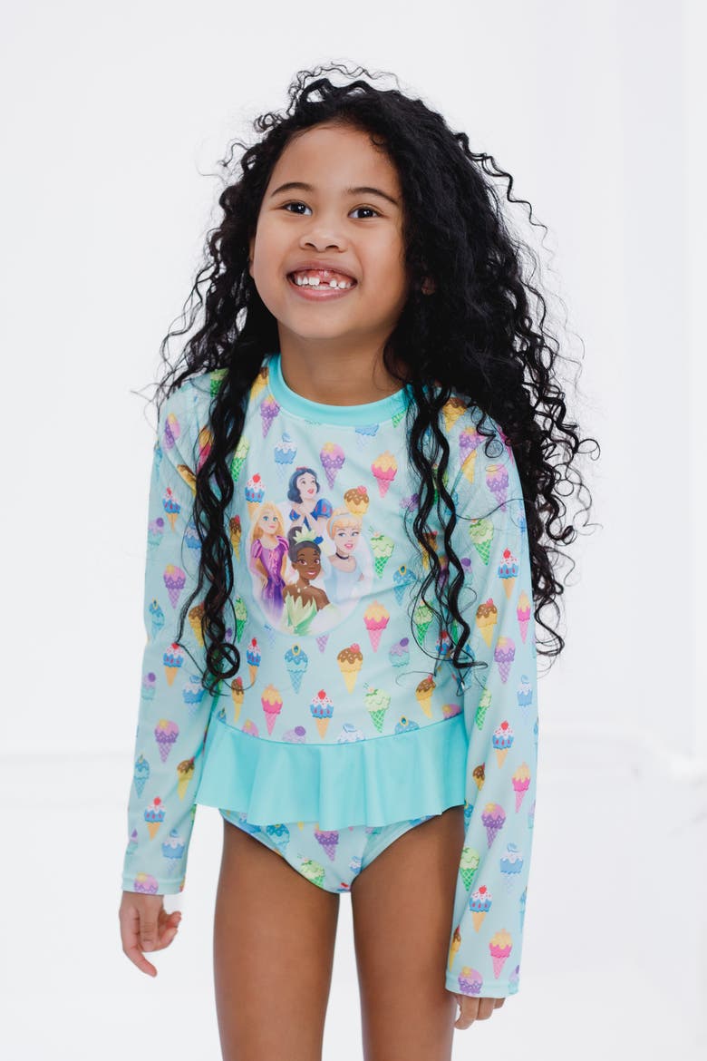 Princess One Piece Swimwear, Alternate, color, Princess Aqua Blue