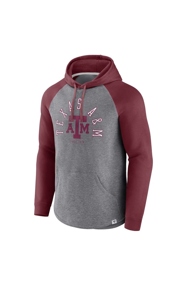FANATICS Men's Fanatics Branded Maroon/Heather Gray Texas A&M Aggies Wrap Up Raglan Pullover Hoodie, Alternate, color, Maroon