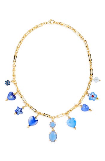 Eye Candy Los Angeles Aria Mix Cut Crystal Charm Collar Necklace In Multi