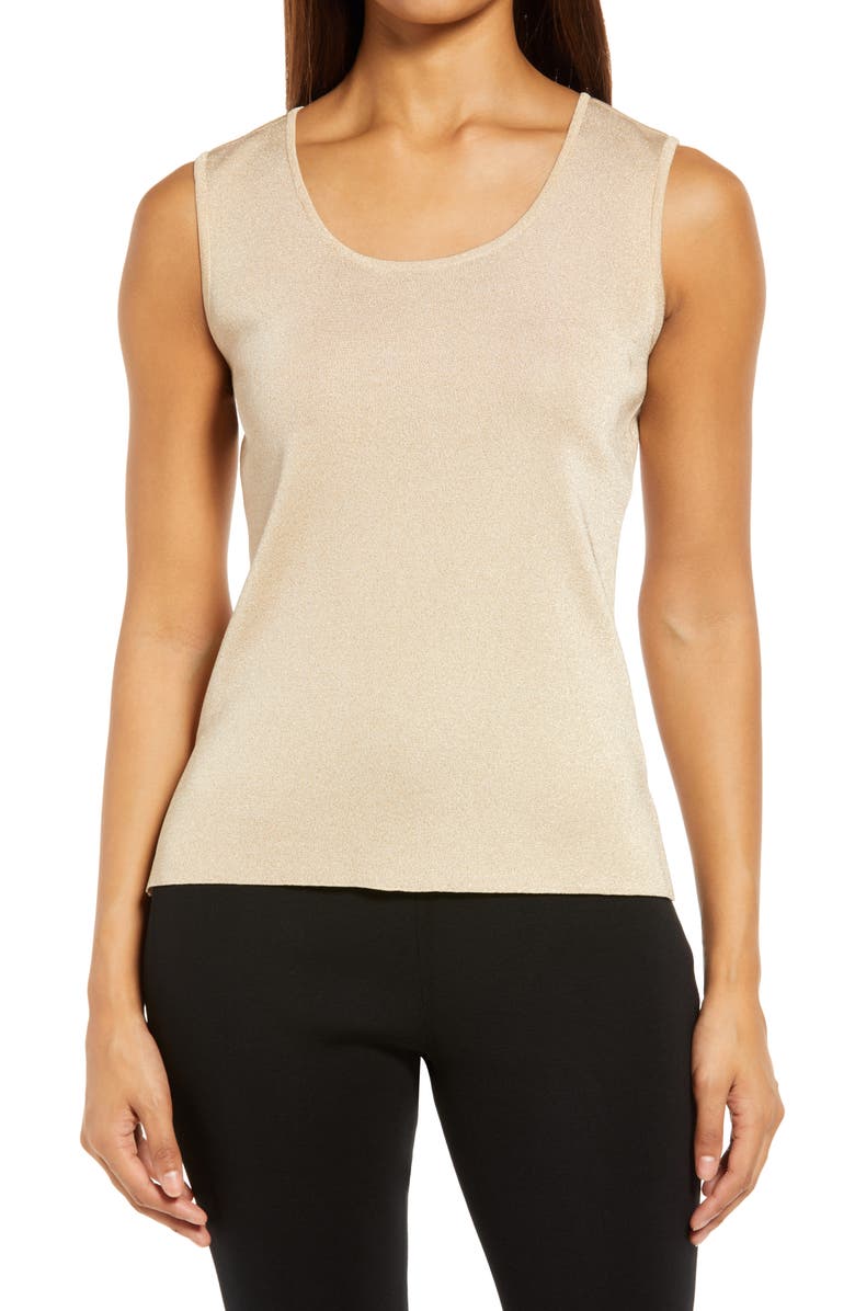 Ming Wang Scoop Neck Shell, Main, color, Gold
