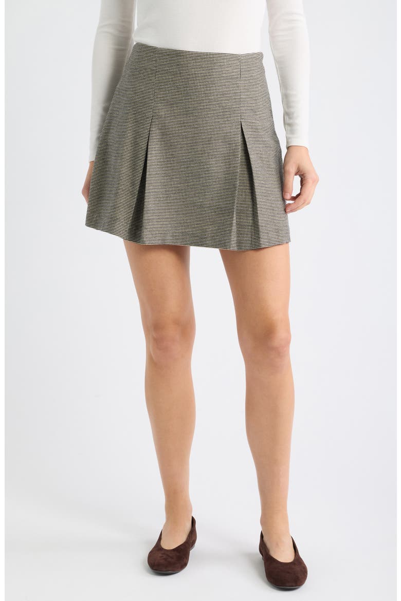 Lola Pleat Moleskin Miniskirt, Main, color, HOUNDSTOOTH