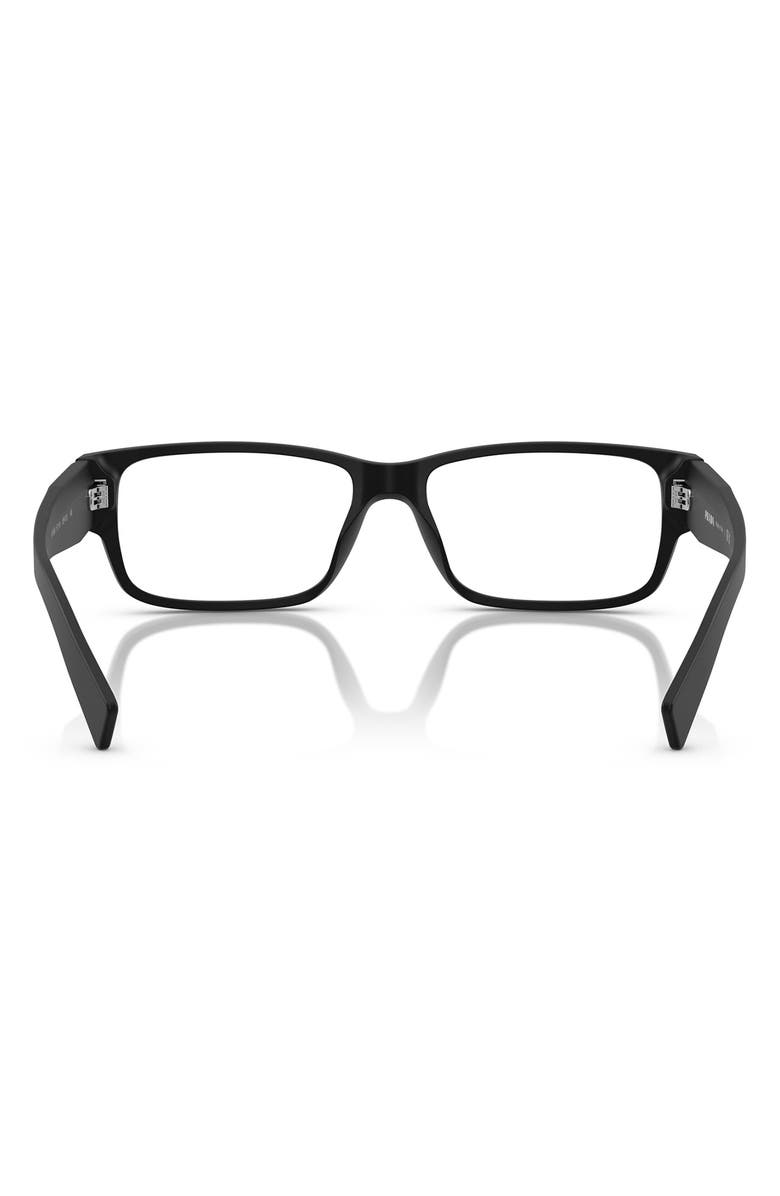 Prada 57mm Rectangular Optical Glasses, Alternate, color, Deep Black