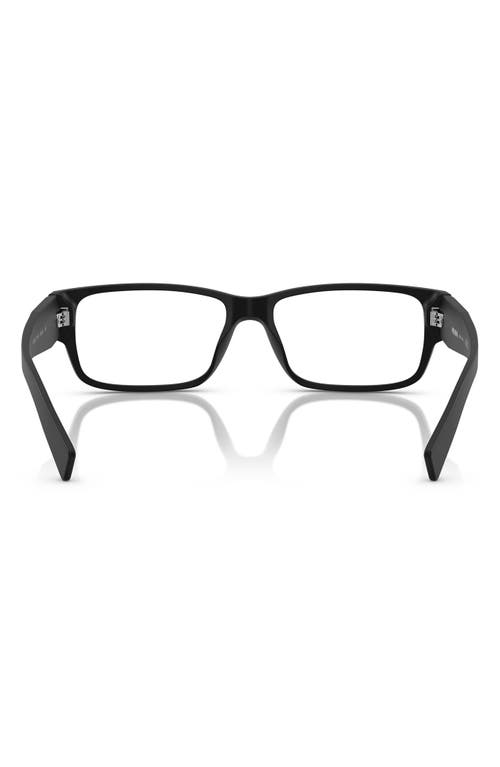 Prada 57mm Rectangular Optical Glasses In Matte Black