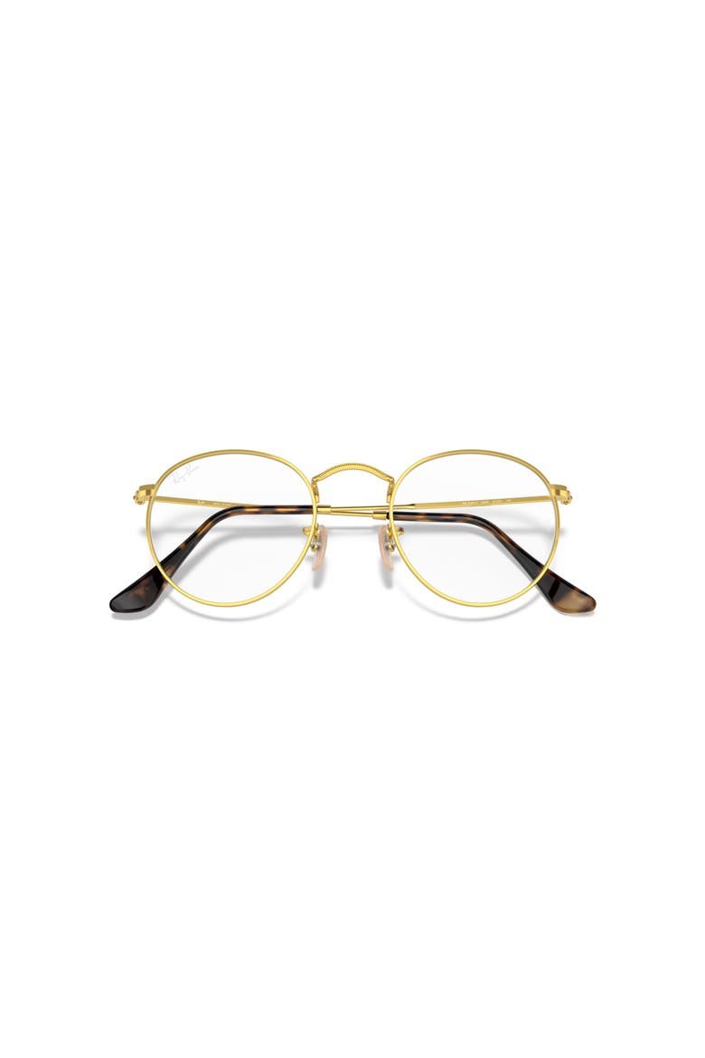 Ray-Bay 47mm Round Optical Glasses, Alternate, color, GOLD/ CLEAR