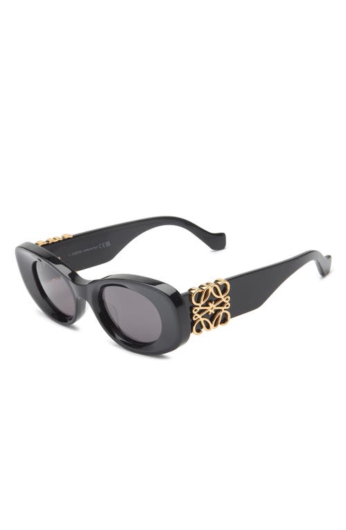 Loewe Anagram 49mm Small Rectangular Sunglasses In Black