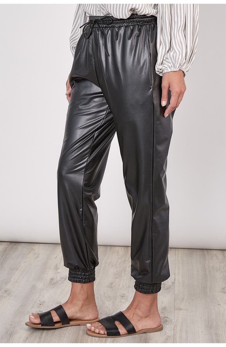 MUSTARD SEED Faux Leather Drawstring Joggers, Alternate, color,