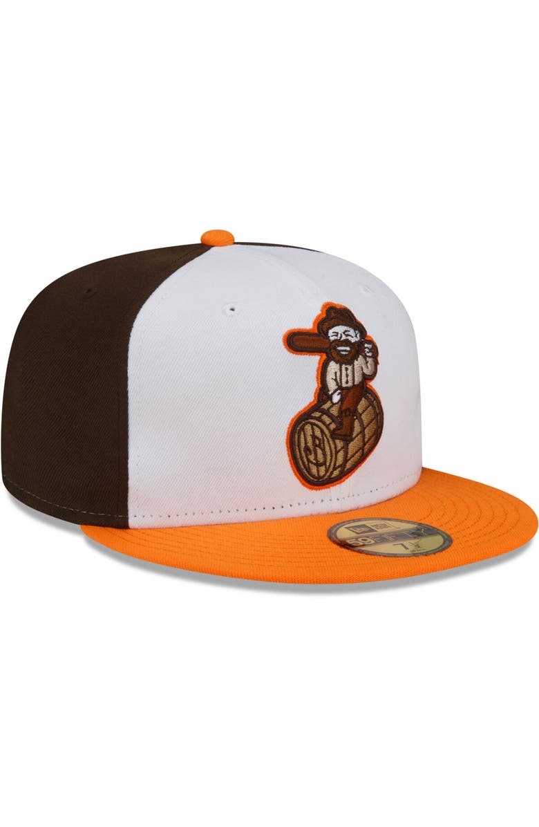 New Era Men's New Era White/Orange Bowling Green Hot Rods Theme Night 59FIFTY Fitted Hat, Alternate, color, White