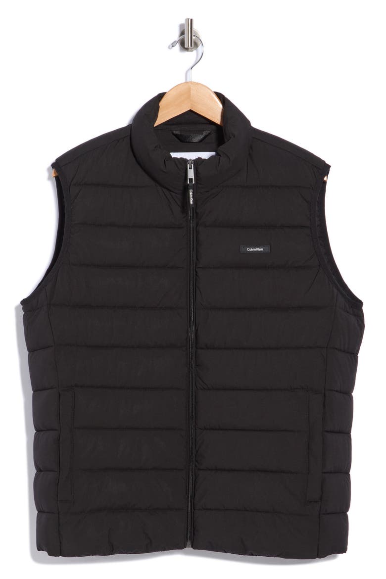 Stretch Quilted Vest, Main, color, BLACK