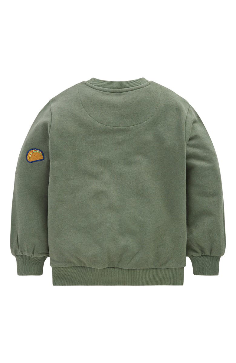 Mini Boden Kids' Entertainment Appliqué Cotton Sweatshirt, Alternate, color, Green Activity