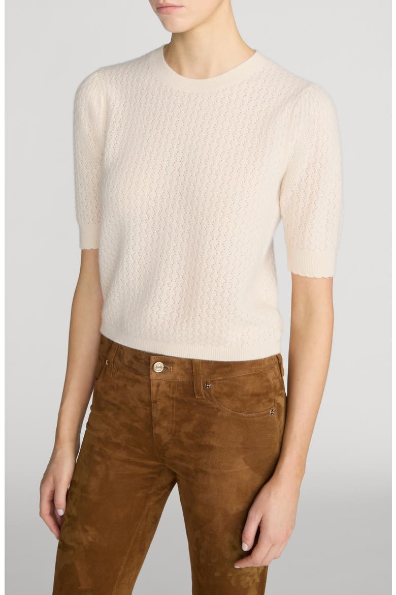 The Gathered Honeycomb Cashmere Sweater, Alternate, color, CREAM